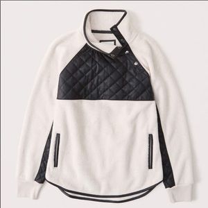 A&F Asymmetrical Snap-Up Vegan Leather Fleece